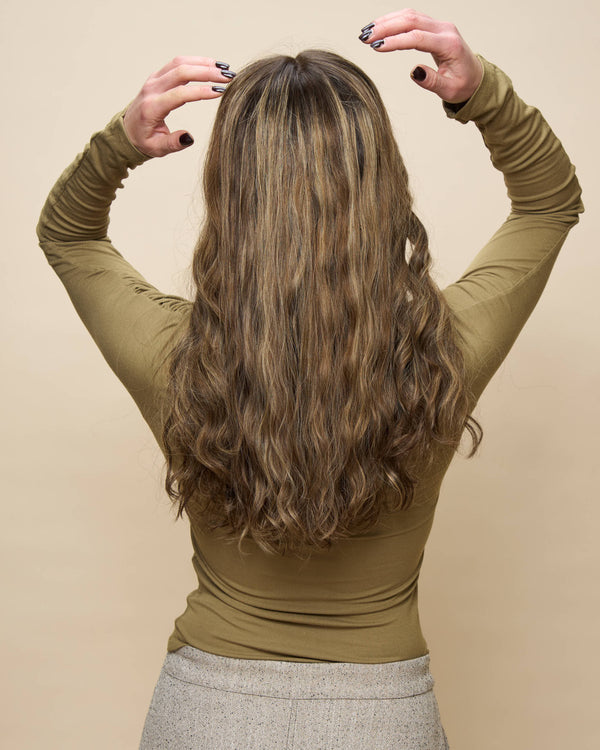 Ashy Dark Blonde 22" wavy wig — back2