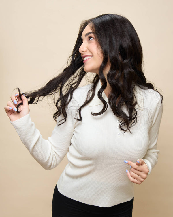 Dark Brown 22" wavy wig — angled2
