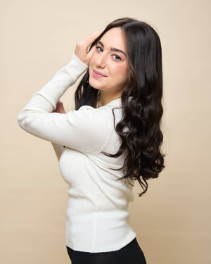 Dark Brown 22" wavy wig — angled4