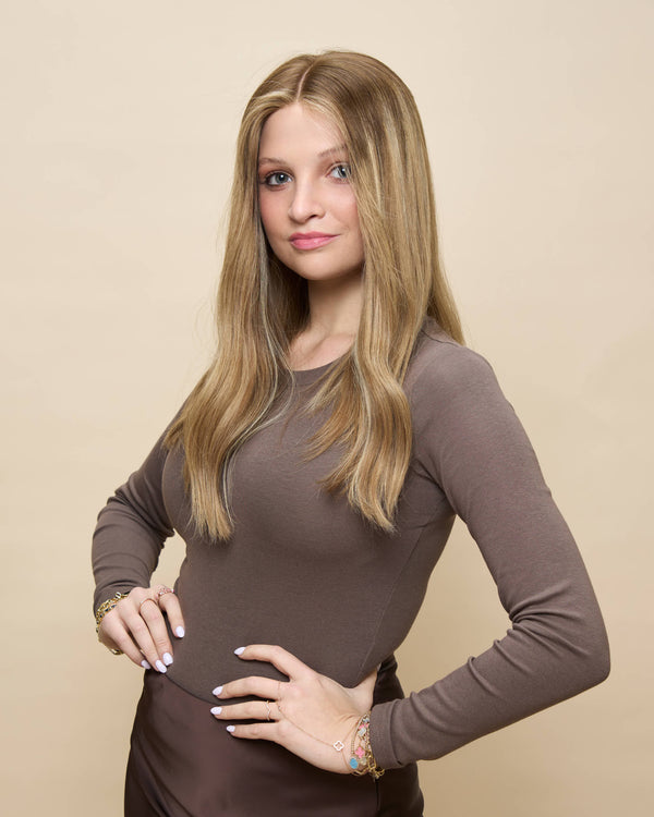 Sunkissed Blonde 18" straight wig — angled1