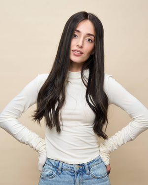 Brown + Highlights 22" straight wig — angled2