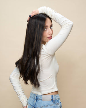 Brown + Highlights 22" straight wig — side2