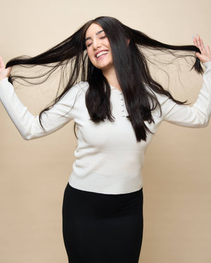 Dark Brown 22" straight wig — angled3