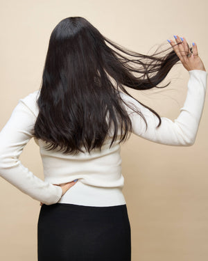 Dark Brown 22" straight wig — back1