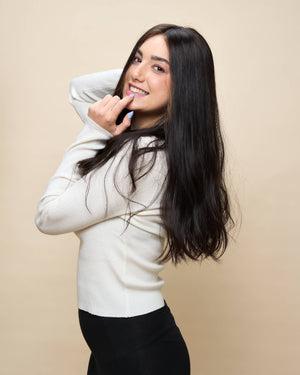 Dark Brown 22" straight wig — side