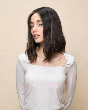 Brown + Highlights 13" straight wig — angled2