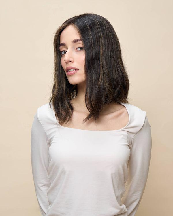 Brown + Highlights 13" straight wig — angled2
