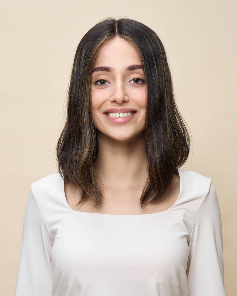 Brown + Highlights 13" straight wig
