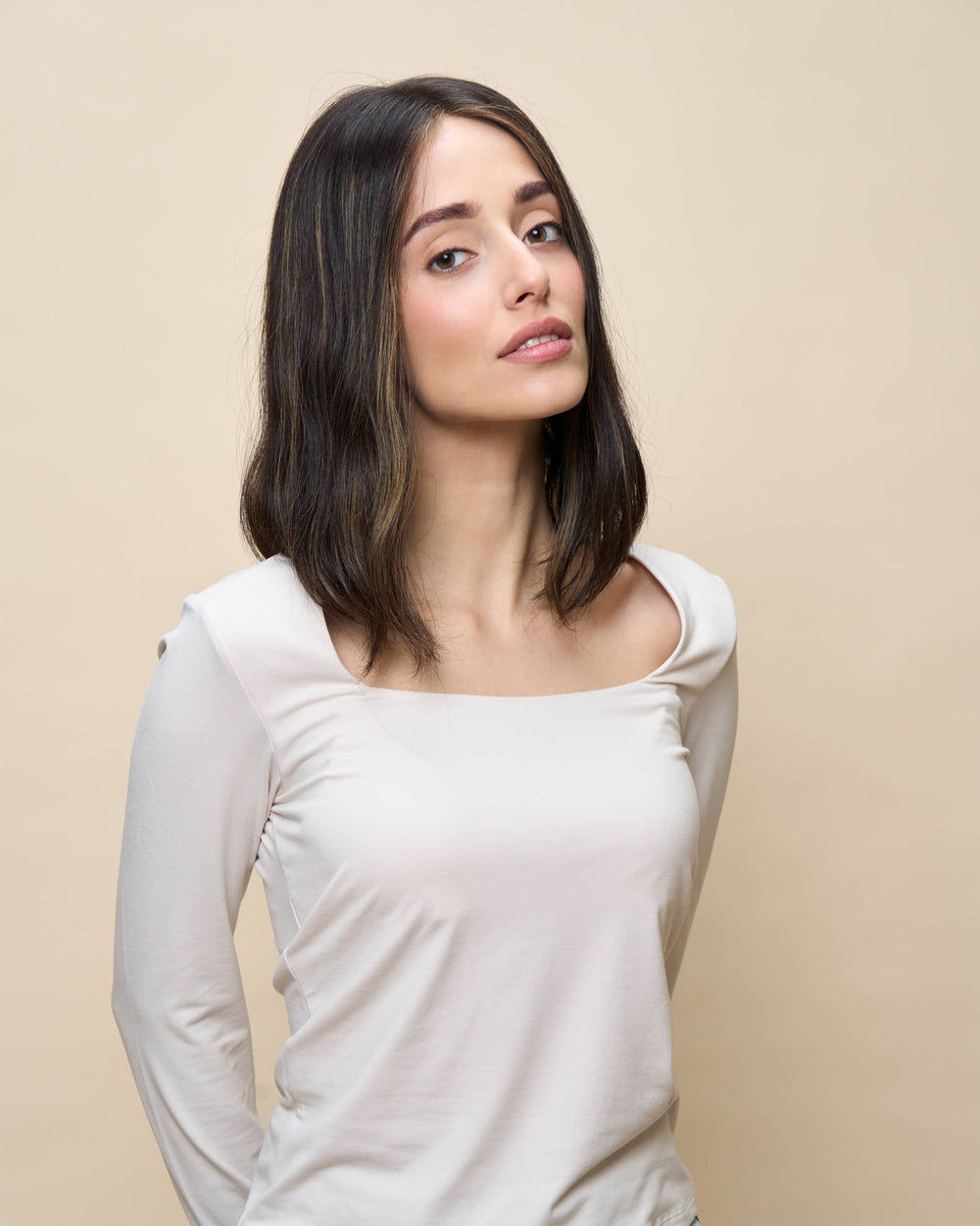 Brown + Highlights 13" straight wig
