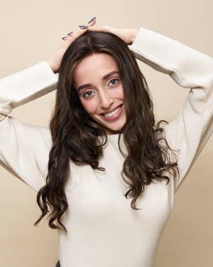 Brown + Highlights 18" wavy wig — angled3