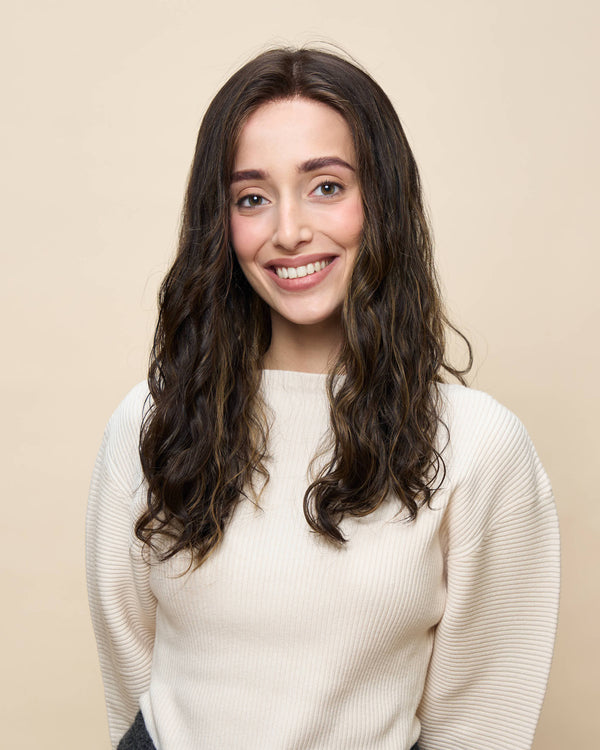 Brown + Highlights 18" wavy wig — front