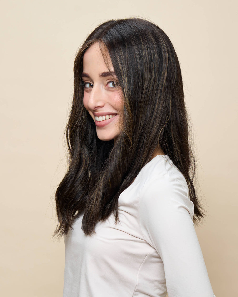 Brown + Highlights 18" straight wig