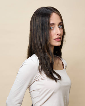 Brown + Highlights 18" straight wig — angled2
