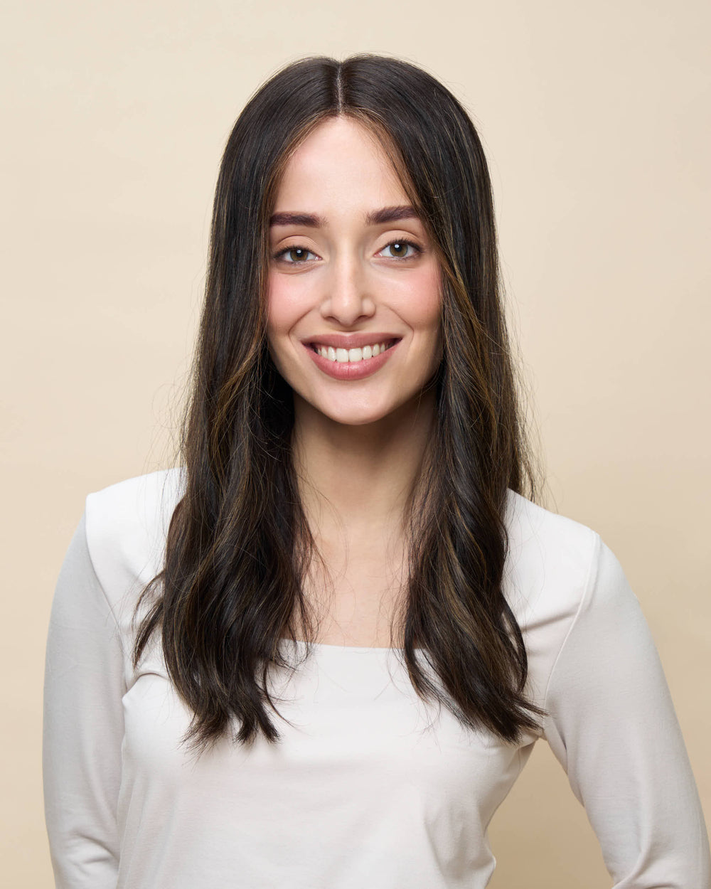 Brown + Highlights 18" straight wig
