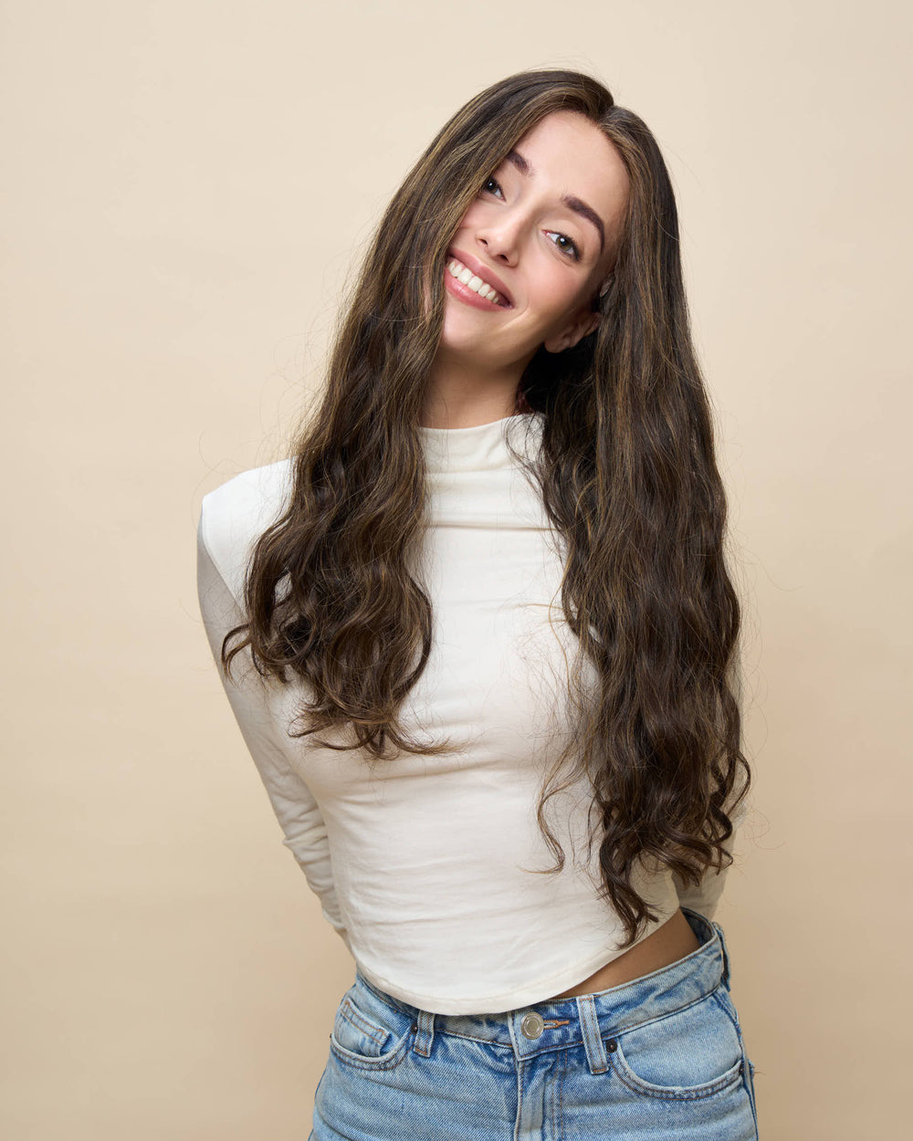 Brown + Highlights 22" wavy wig