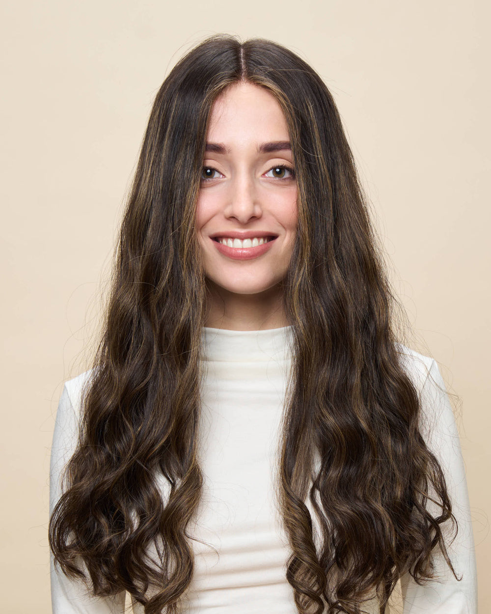 Brown + Highlights 22" wavy wig
