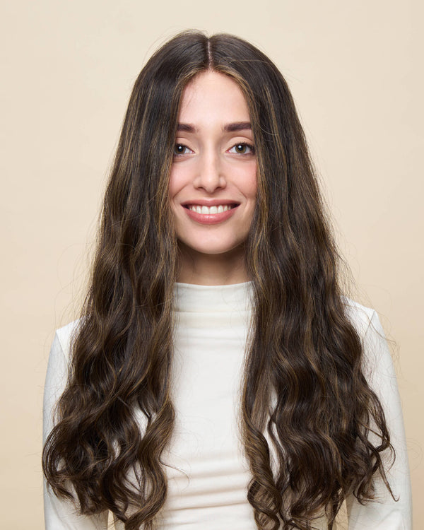 Brown + Highlights 22" wavy wig