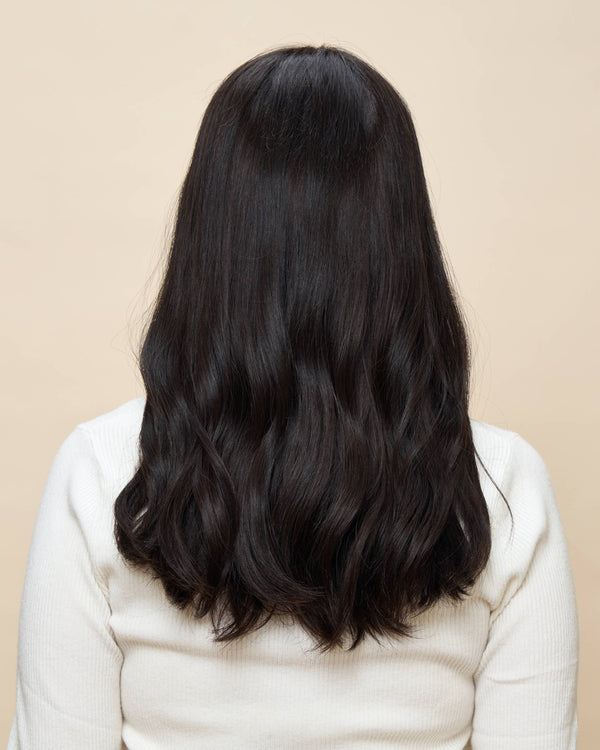 Dark Brown 18" straight wig — side