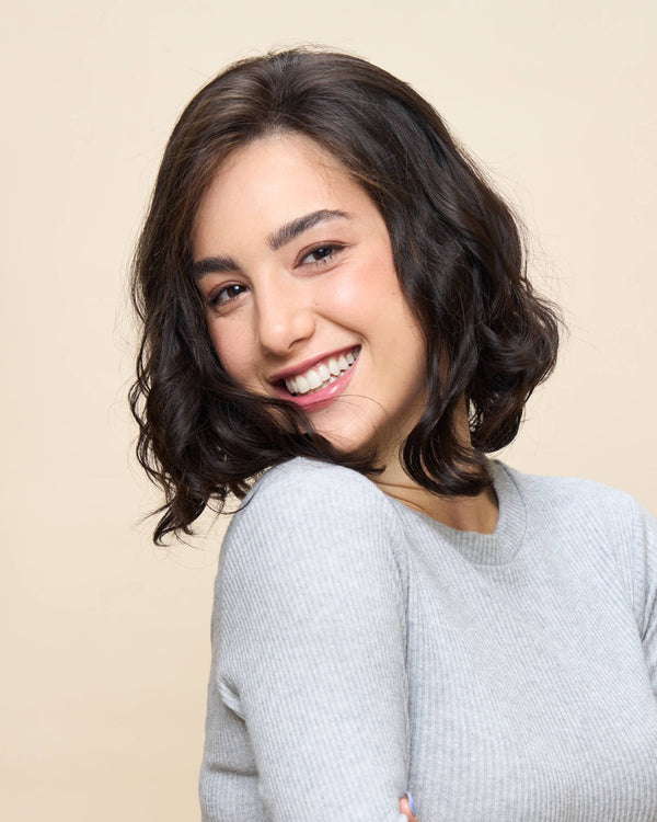 Dark Brown 13" wavy wig — angled1