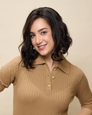 Dark Brown 13" wavy wig — angled2