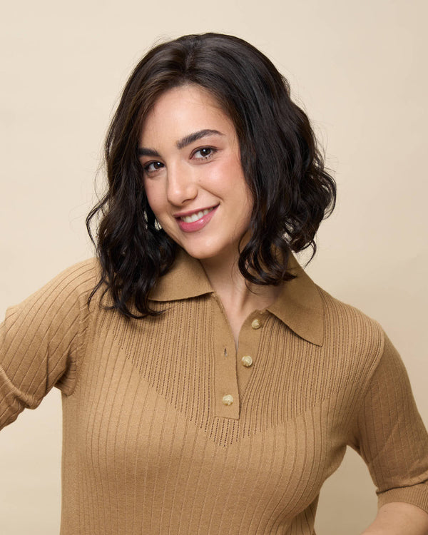 Dark Brown 13" wavy wig — angled2