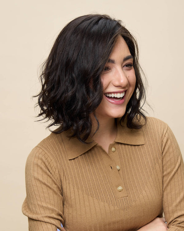 Dark Brown 13" wavy wig — angled3