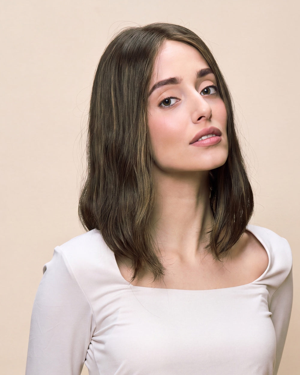 Light Brown 13" straight wig — front